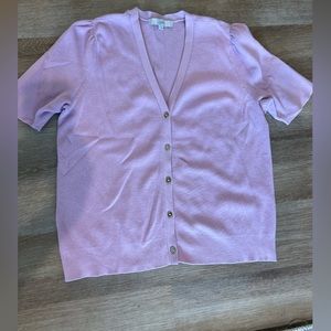 Short sleeve ribbed cardigan